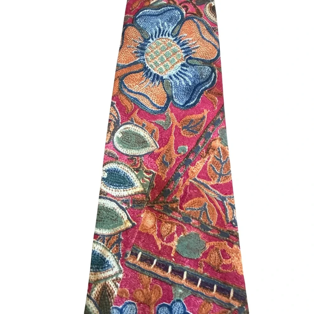 Lot- 2 Gitano Stefano Rossini Silk Neck Tie Mens Floral Paisley Vintage 90's